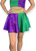 Mardi Gras Holographic Skater Skirt - Made in USA - Mini Circle Festival Skirt