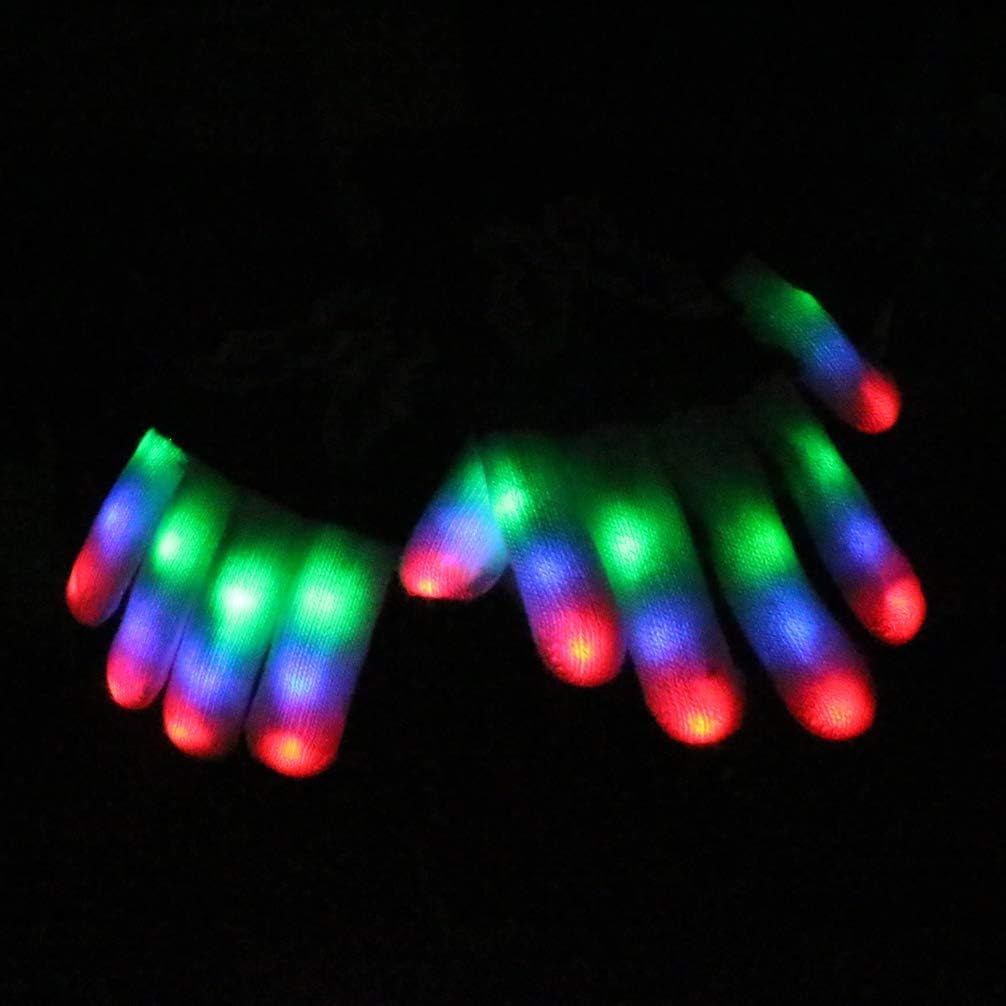 LED Colorful Flashing Finger Lighting Gloves, Glow Rave Cool Toys for Adult Teens