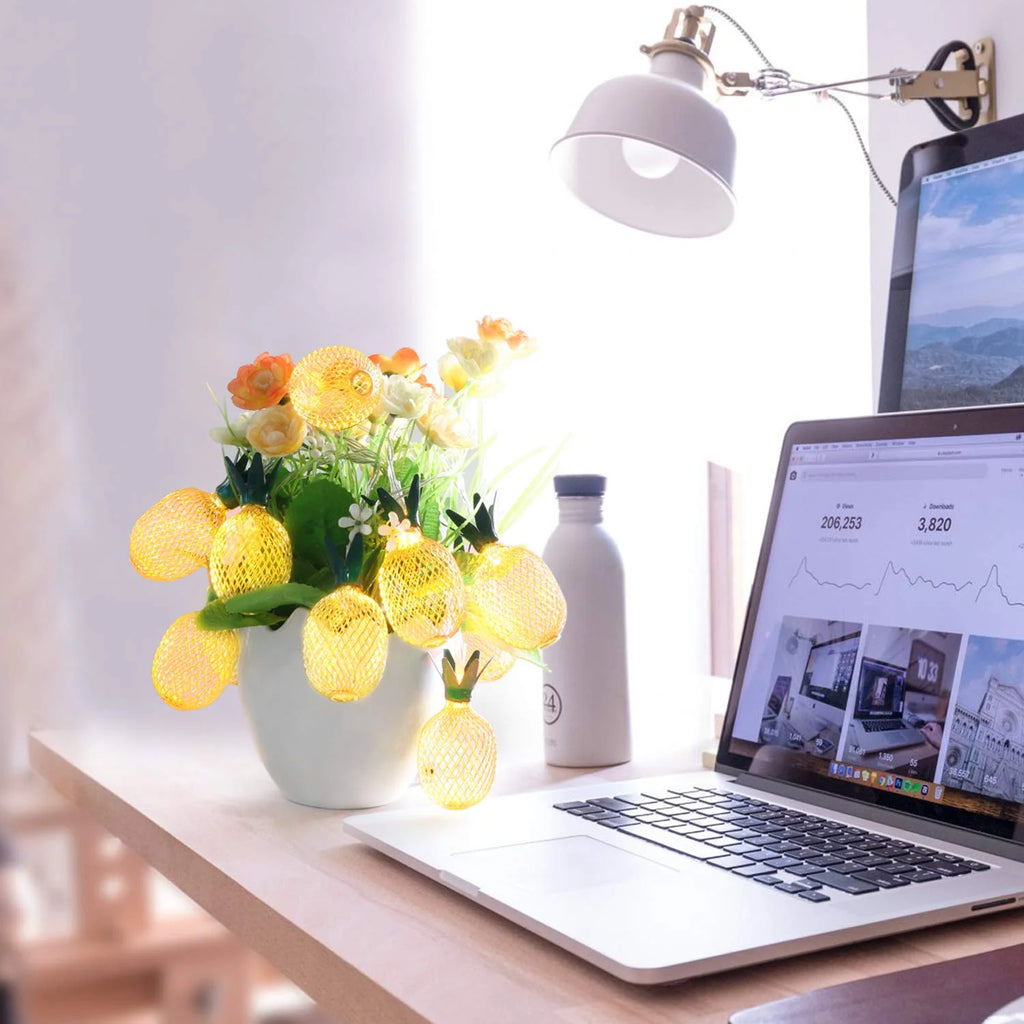 6.5 Ft 10 Leds Pineapple Fairy String Light - Decor Gifts Battery Operated (Warm White)