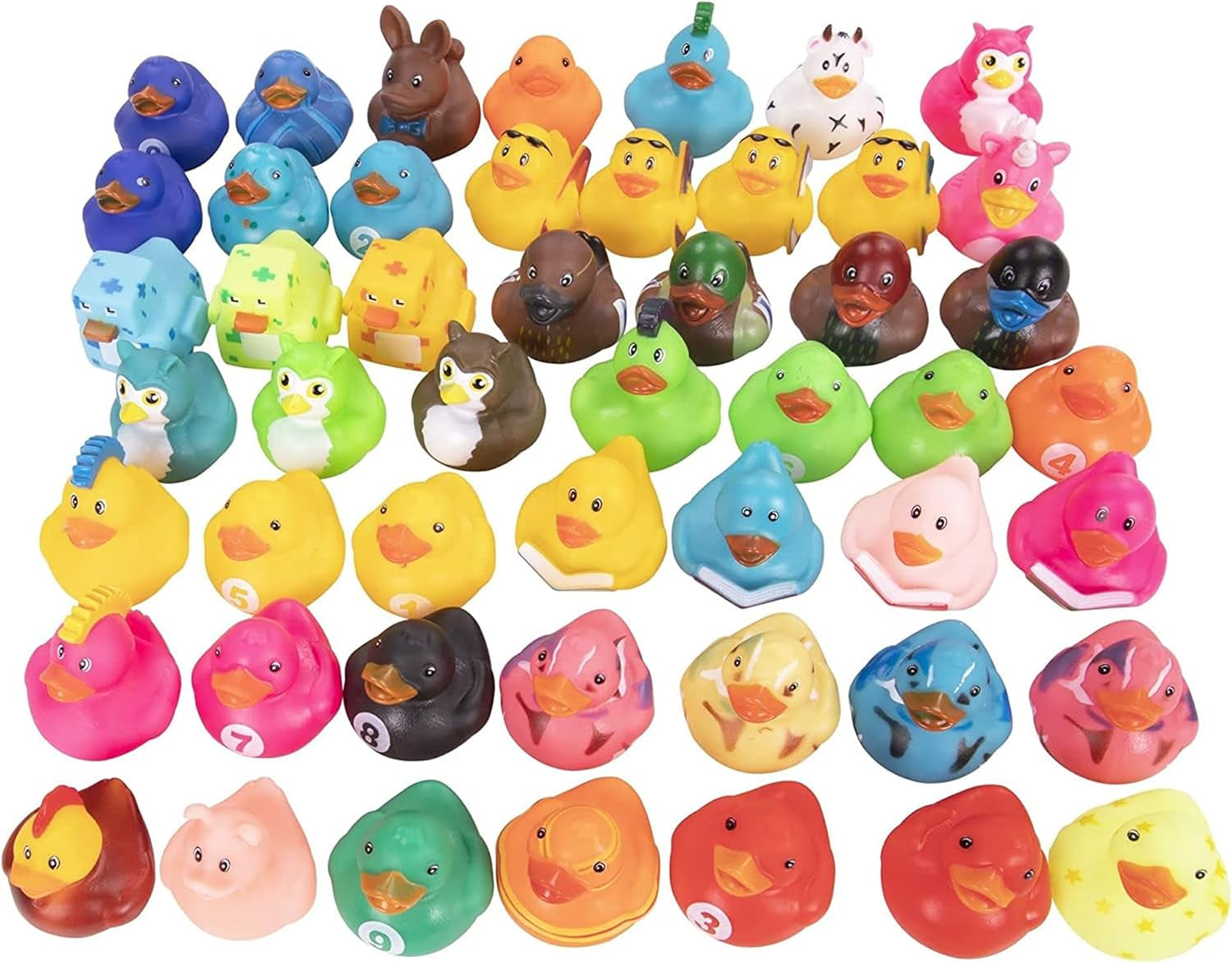 50 Pack Mini Rubber Ducks in Bulk for Kids & Baby Shower Decorations – Baby Bath Toys for Pool Parties, Classroom Rewards & Birthday Party Favors for Kids – Floating Halloween Ducks for Fun