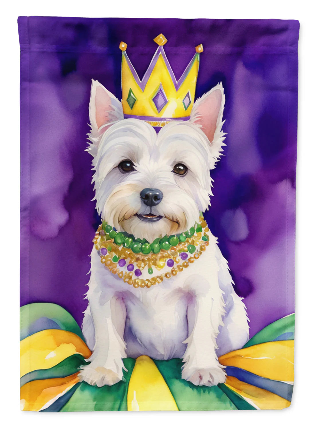 Westie King of Mardi Gras House Flag