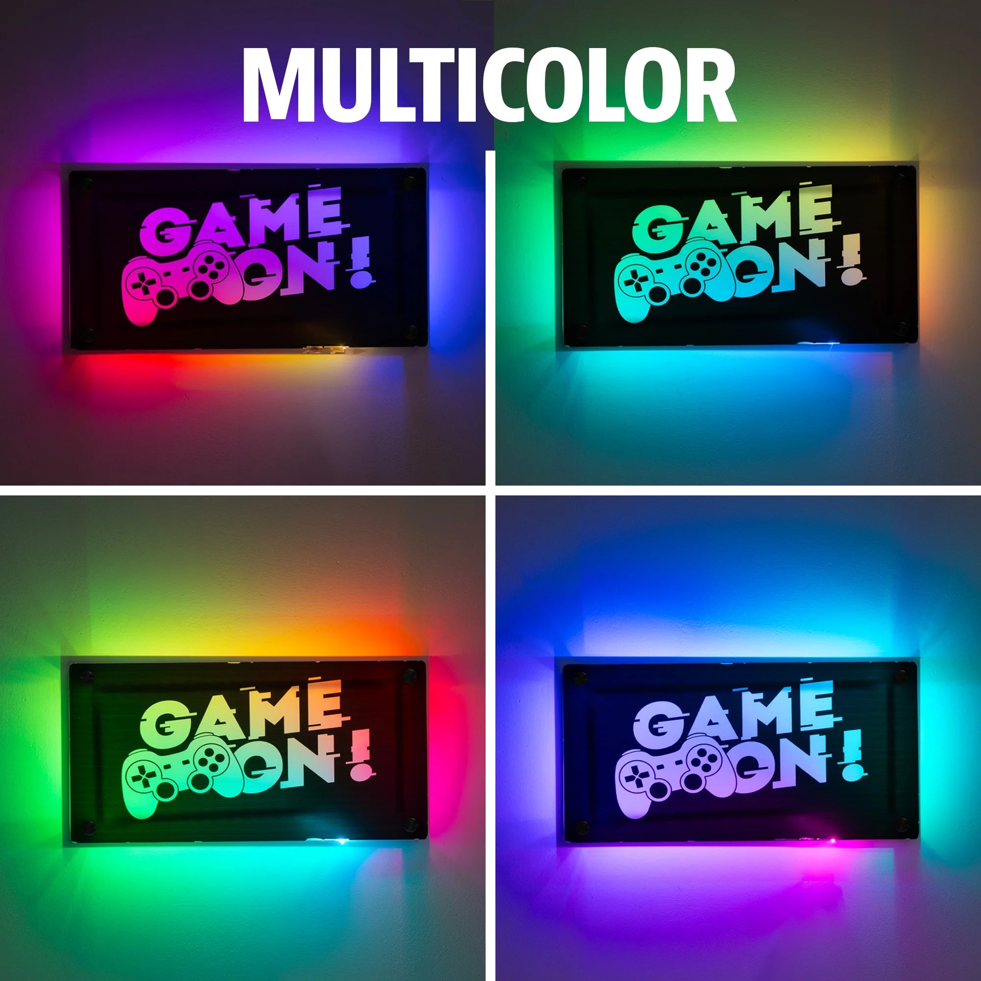 "Game On!" RGBIC Wall Mounted Neon Sign - 11.8" Width X 5.9" Height, Glossy Finish