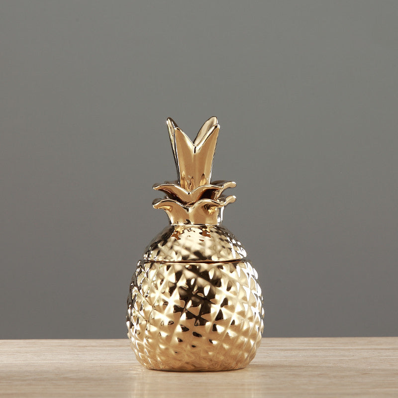 Golden Pineapple Storage Jar Ornaments Creative Jewelry Tray Crafts