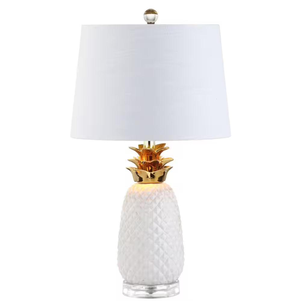 Pineapple 23 In. White/Gold Ceramic Table Lamp