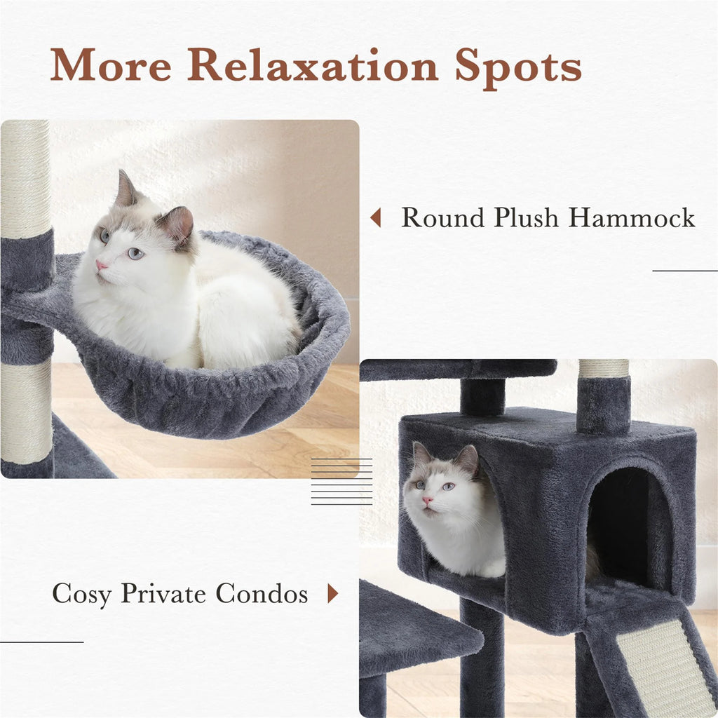 61" Cat Tree Tower for Indoor Cats with Platform and Scratching Posts, Cat Condo Cat Tree House in Pet Supplies, Gray