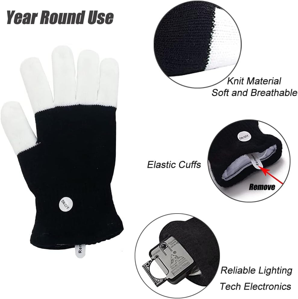 LED Colorful Flashing Finger Lighting Gloves, Glow Rave Cool Toys for Adult Teens