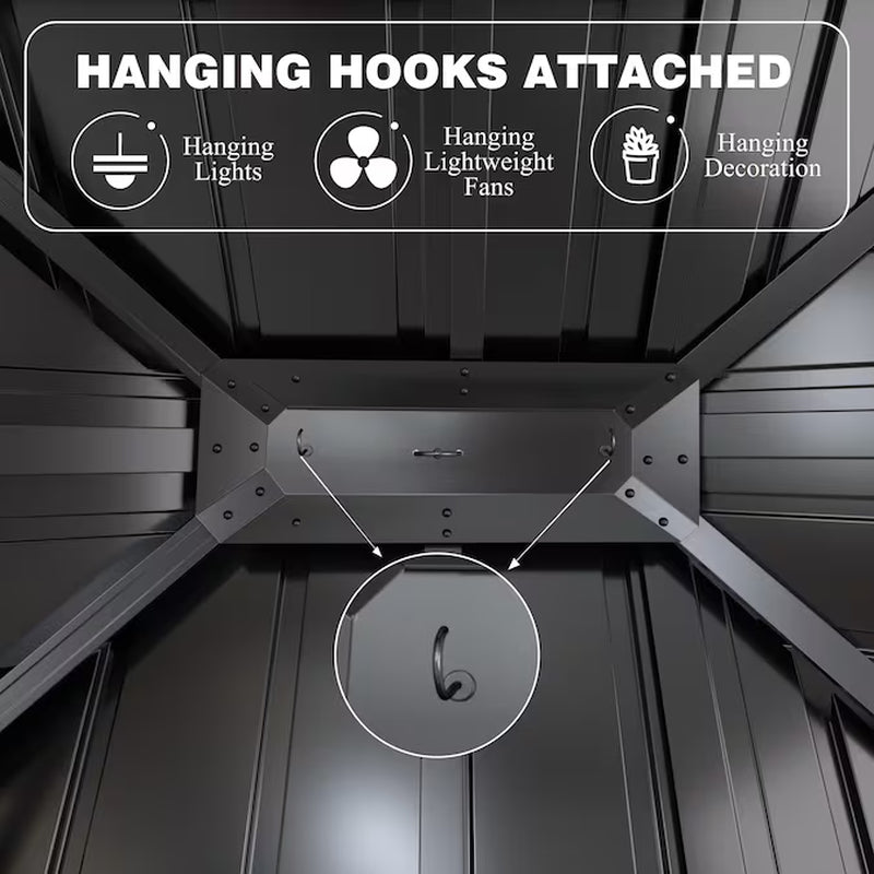 12-Ft X 10-Ft Hardtop Black Gazebo with Hardtop Roof (Screen Included)