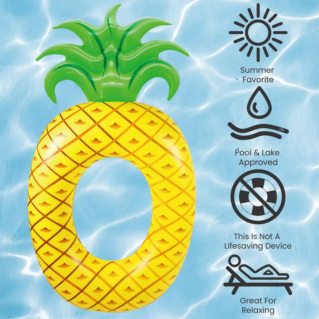 Northlight 72" Yellow Pineapple Inflatable Tube Ring Swimming Pool Float