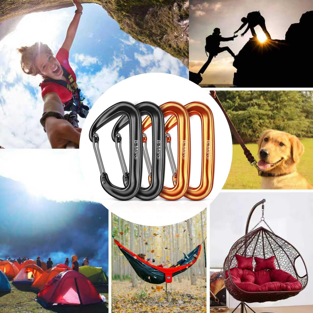 Carabiner Clips Heavy Duty 12Kn (2697 Lbs)-Lightweight Locking Carabiners for Camping, Hiking, Hammock, Dog Leash Harness, Outdoor and Gym Etc, Keychains& Utility