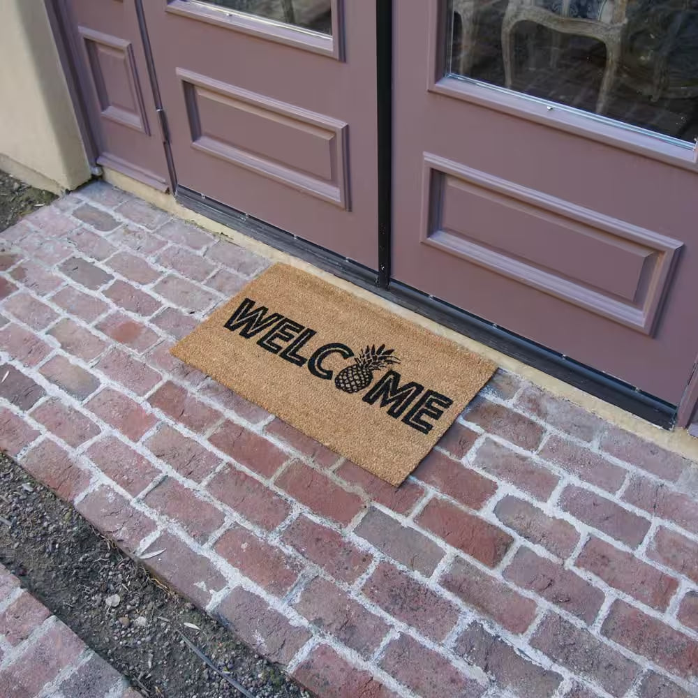 Welcome to the Luau 18 In. X 30 In. Natural Coir Pineapple Doormat
