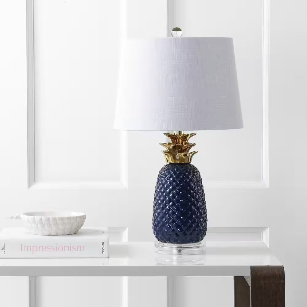 Pineapple 23 In. Navy/Gold Ceramic Table Lamp