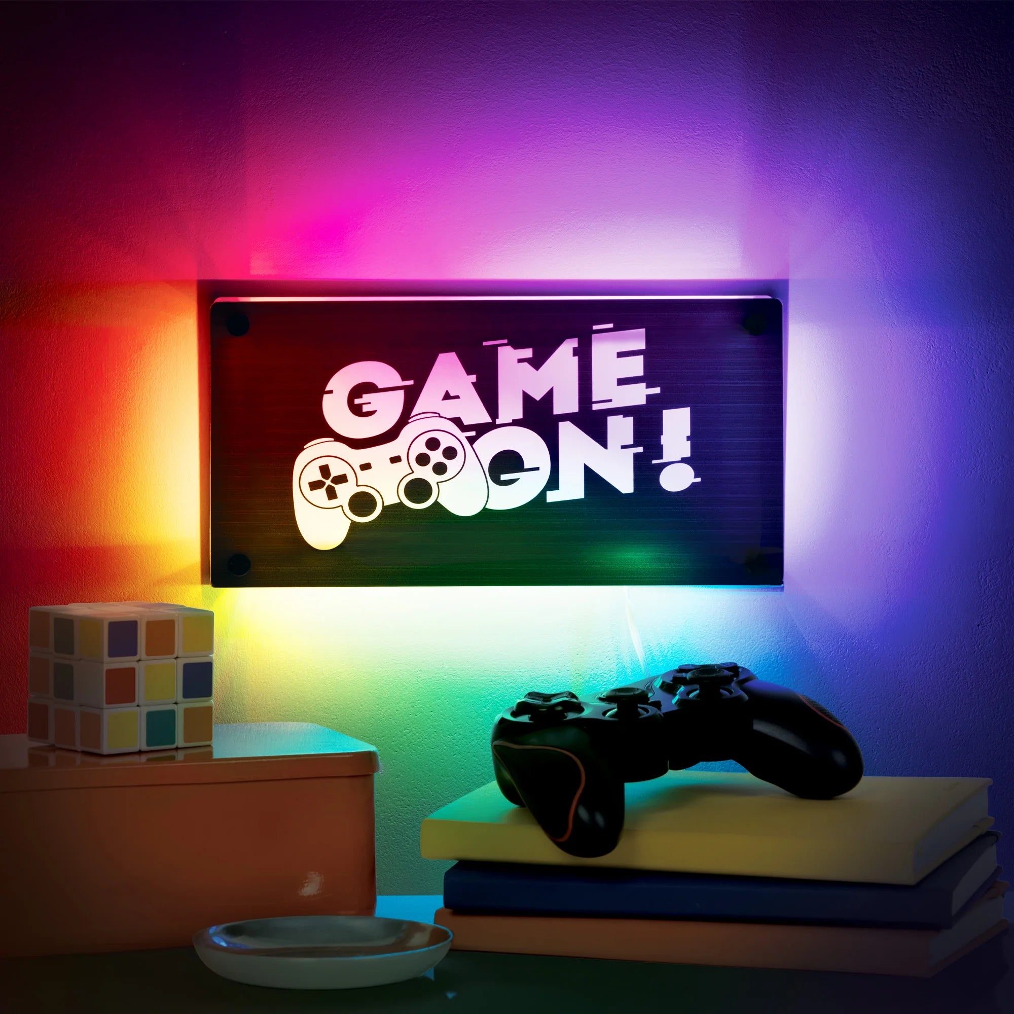 "Game On!" RGBIC Wall Mounted Neon Sign - 11.8" Width X 5.9" Height, Glossy Finish
