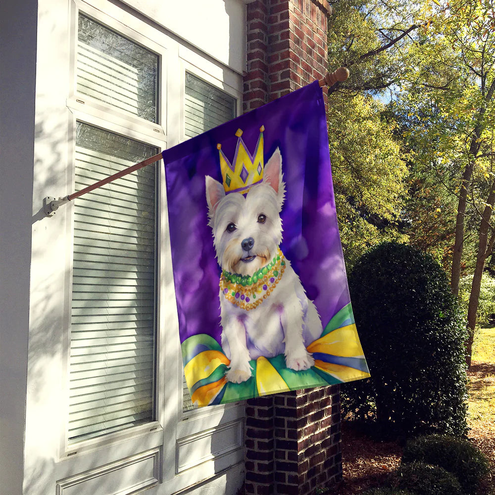 Westie King of Mardi Gras House Flag