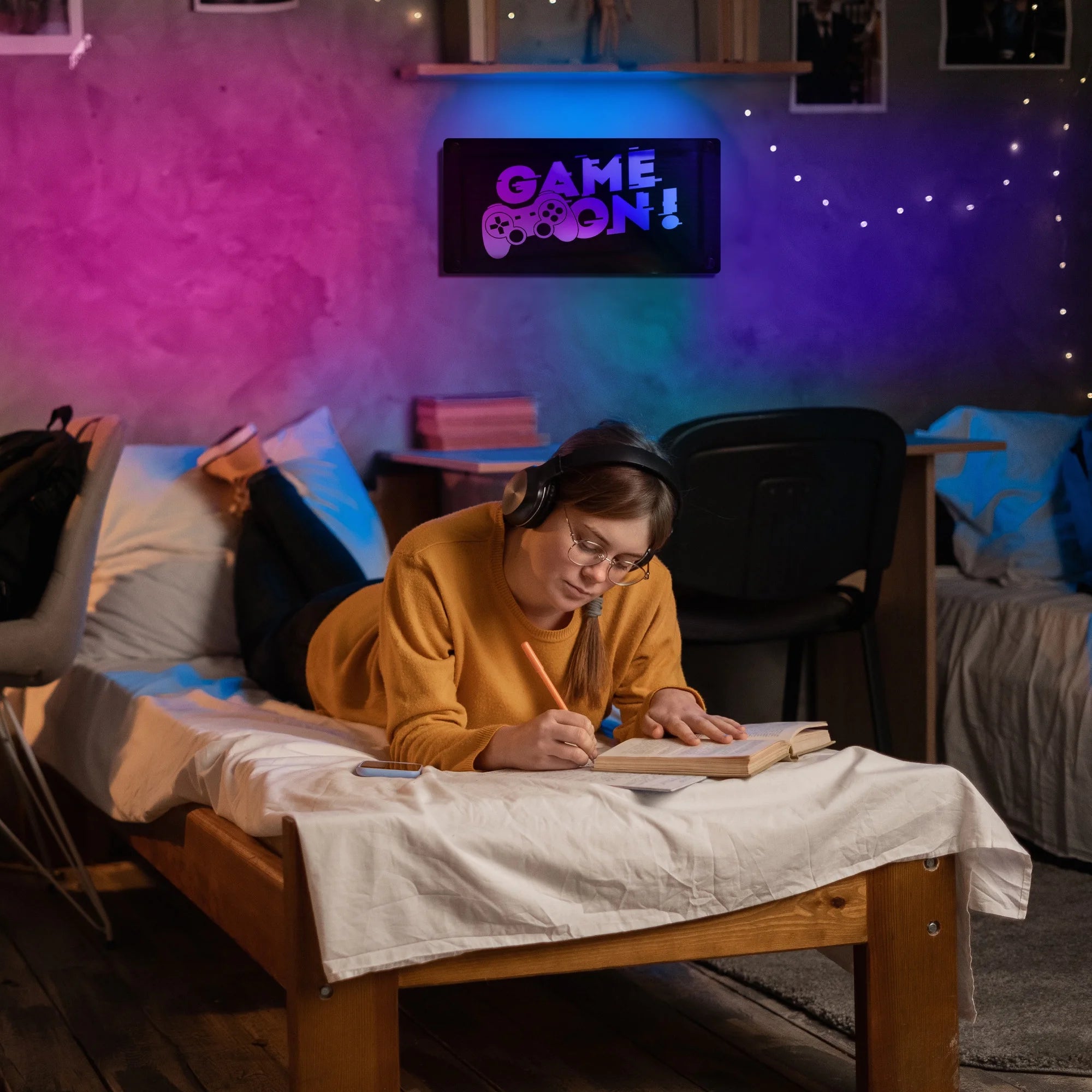 "Game On!" RGBIC Wall Mounted Neon Sign - 11.8" Width X 5.9" Height, Glossy Finish