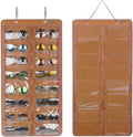 Sunglasses Organizer Storage, Hanging Dust Proof Wall Pocket Glasses Organizer - 16 Felt Slots Sunglass Organizers Holder with Metal Hook and Sturdy Rope (Brown, Dust Proof)