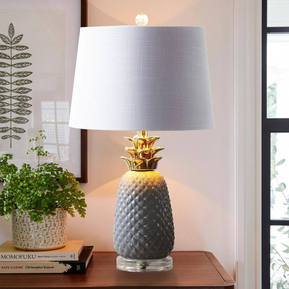 Pineapple 23 In. Gray/Gold Ceramic Table Lamp