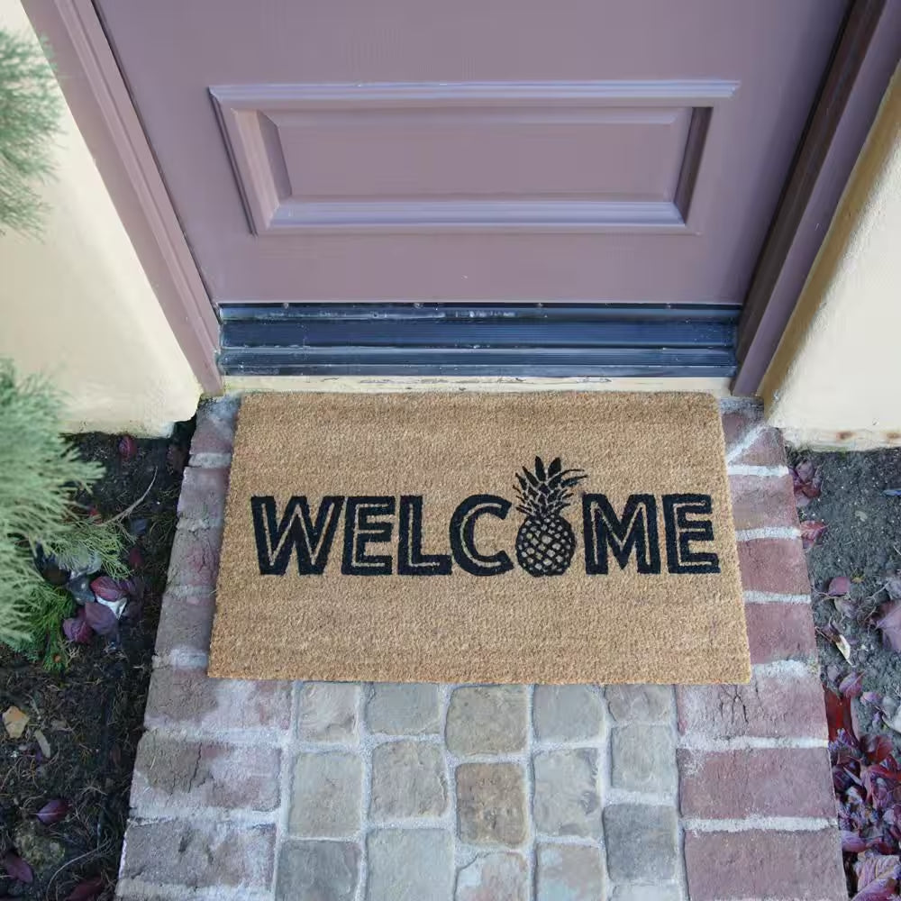 Welcome to the Luau 18 In. X 30 In. Natural Coir Pineapple Doormat