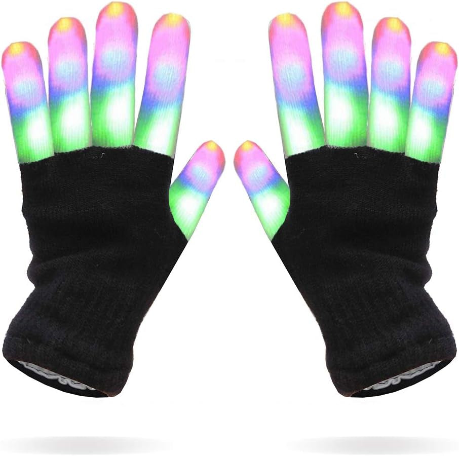 LED Colorful Flashing Finger Lighting Gloves, Glow Rave Cool Toys for Adult Teens