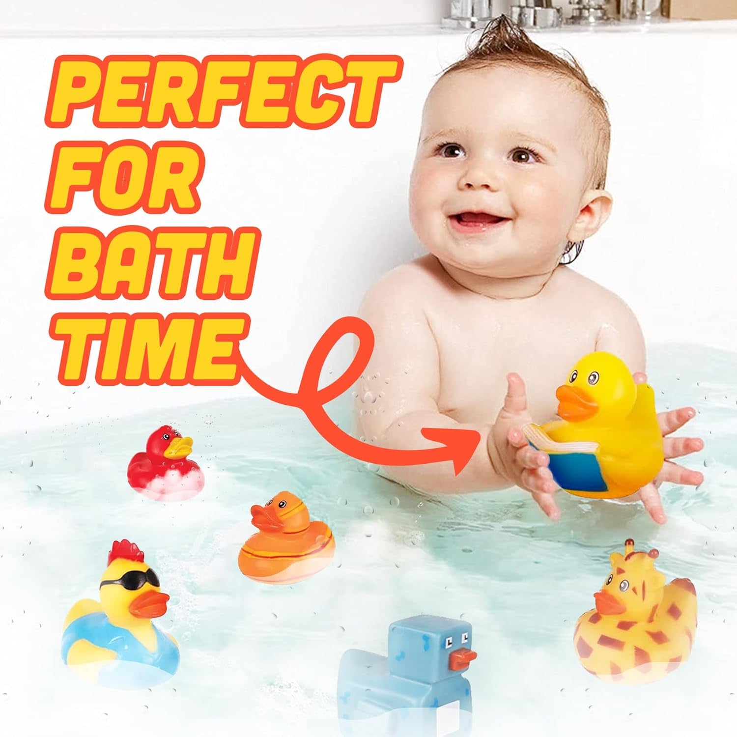 50 Pack Mini Rubber Ducks in Bulk for Kids & Baby Shower Decorations – Baby Bath Toys for Pool Parties, Classroom Rewards & Birthday Party Favors for Kids – Floating Halloween Ducks for Fun
