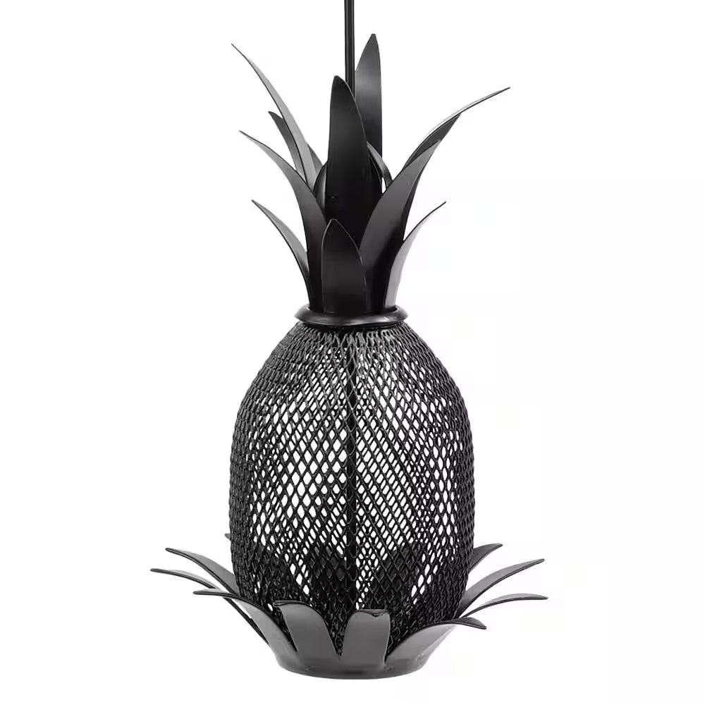 18 In. Tall Black Powder Coat Garden Pineapple Bird Feeder