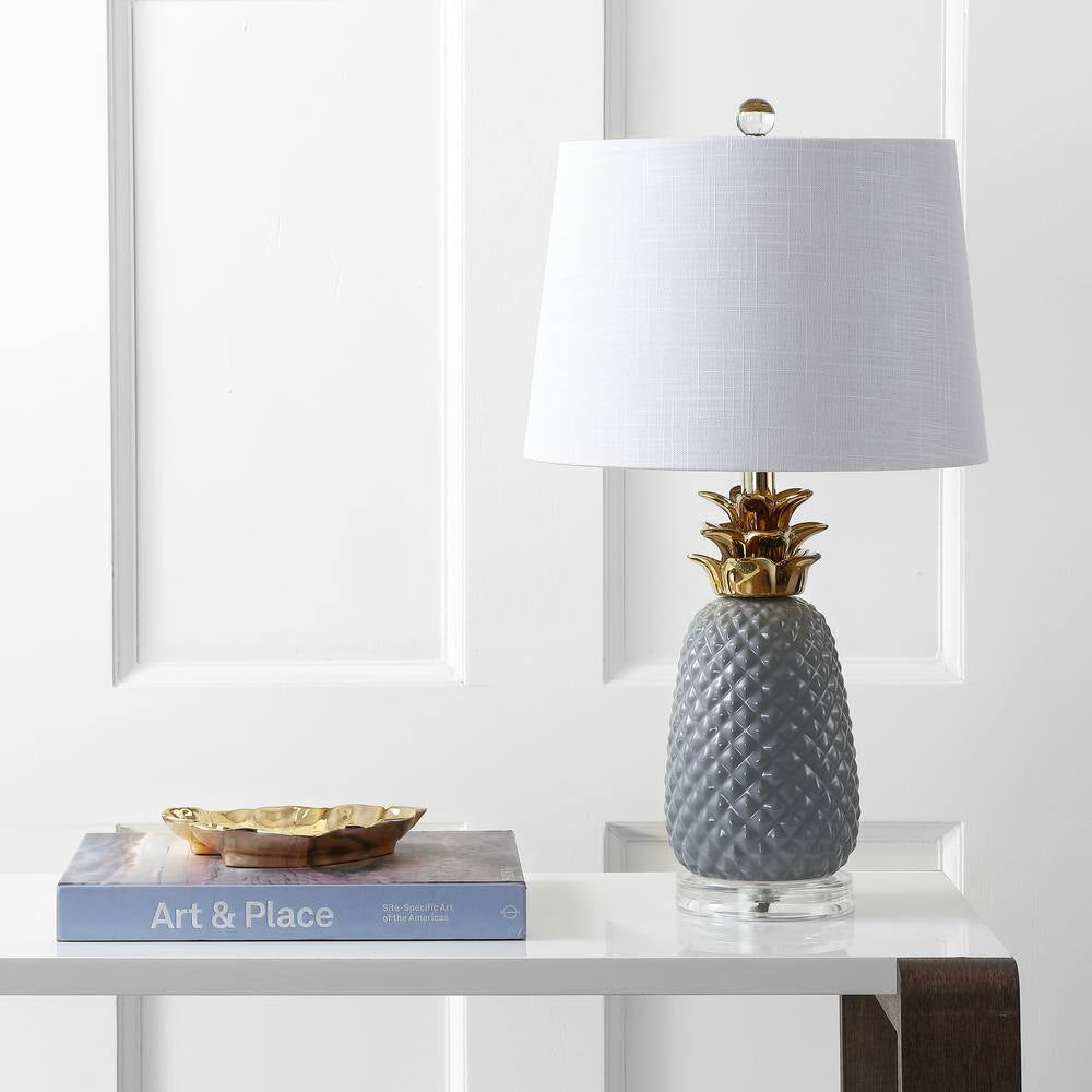 Pineapple 23 In. Gray/Gold Ceramic Table Lamp