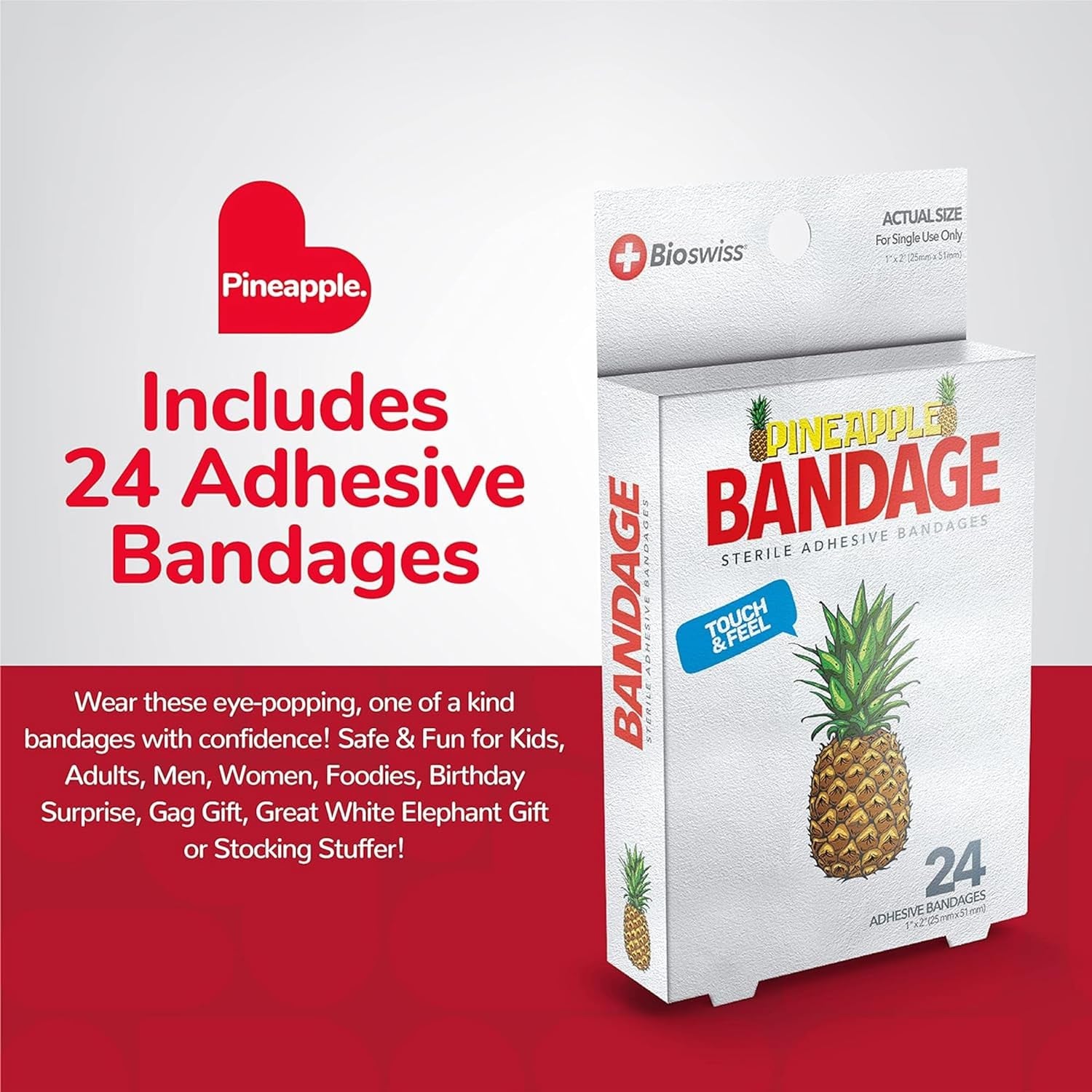 Bandages, Pineapple Shaped Self Adhesive Bandage Set, Latex Free, Sterile Wound Care, 24 Count