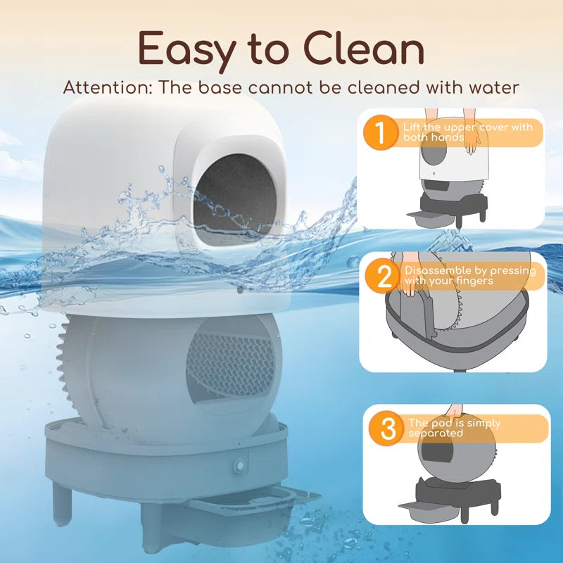 Self Cleaning Cat Litter Box, App Control, Safety Protection, Automatic Smart Robot Litter Box for Multiple Cats, with Garbage Bags&Plastic Air Filter, Black& White