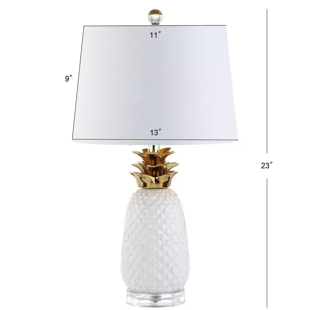 Pineapple 23 In. White/Gold Ceramic Table Lamp