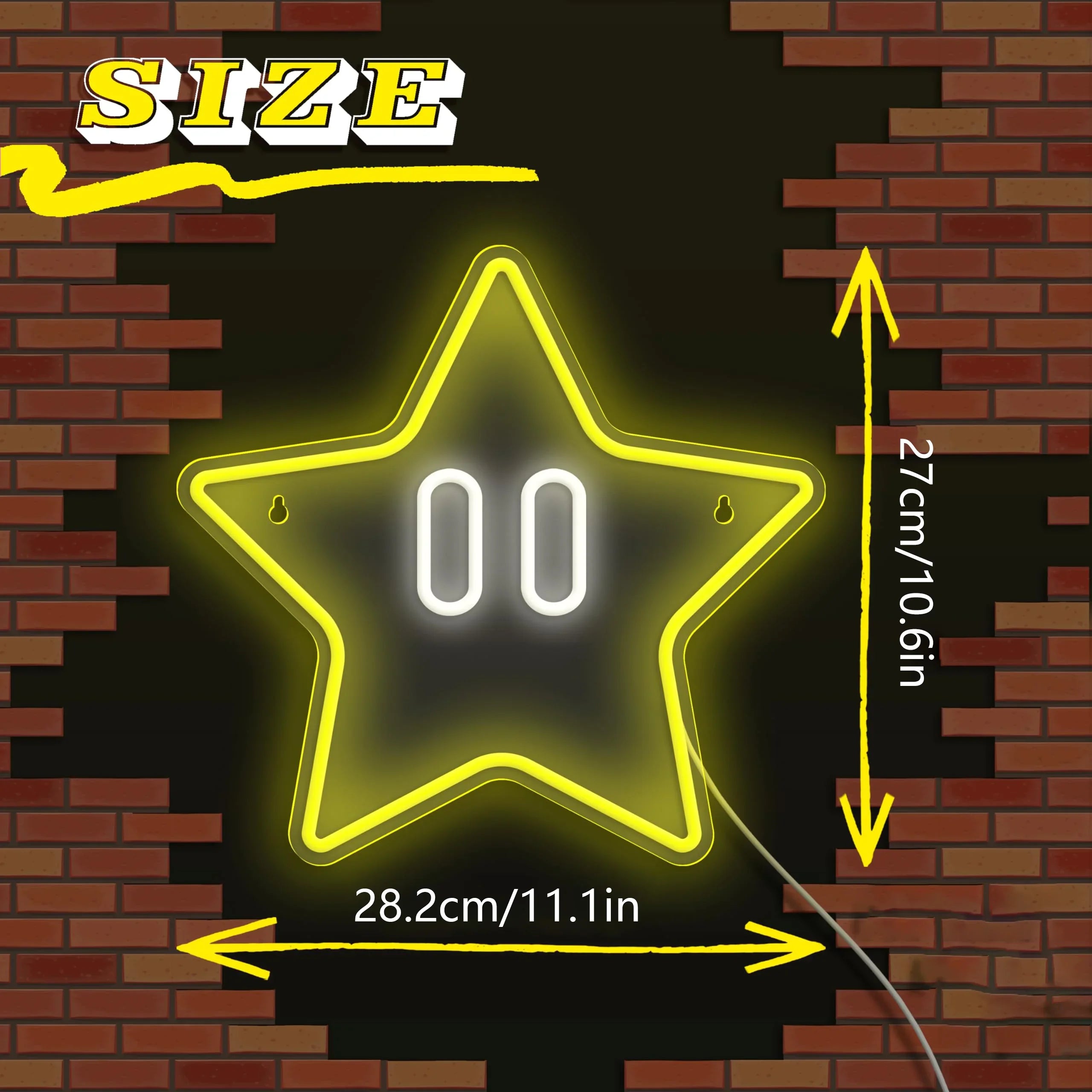 Star Neon Sign, Gaming Neon Sign for Mario Game Room Decor, Kids Room,Super Star Gaming Wall Decor Gamer Gifts for Boys, Kids