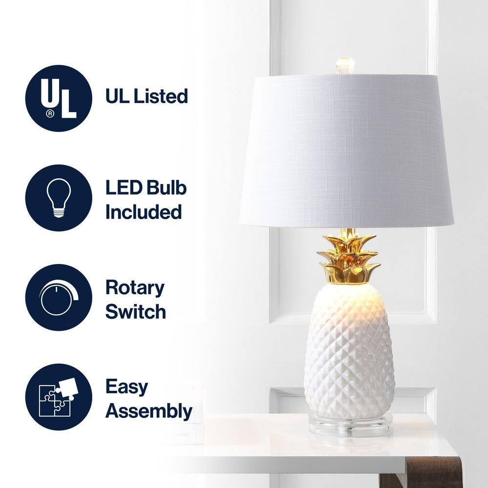Pineapple 23 In. White/Gold Ceramic Table Lamp