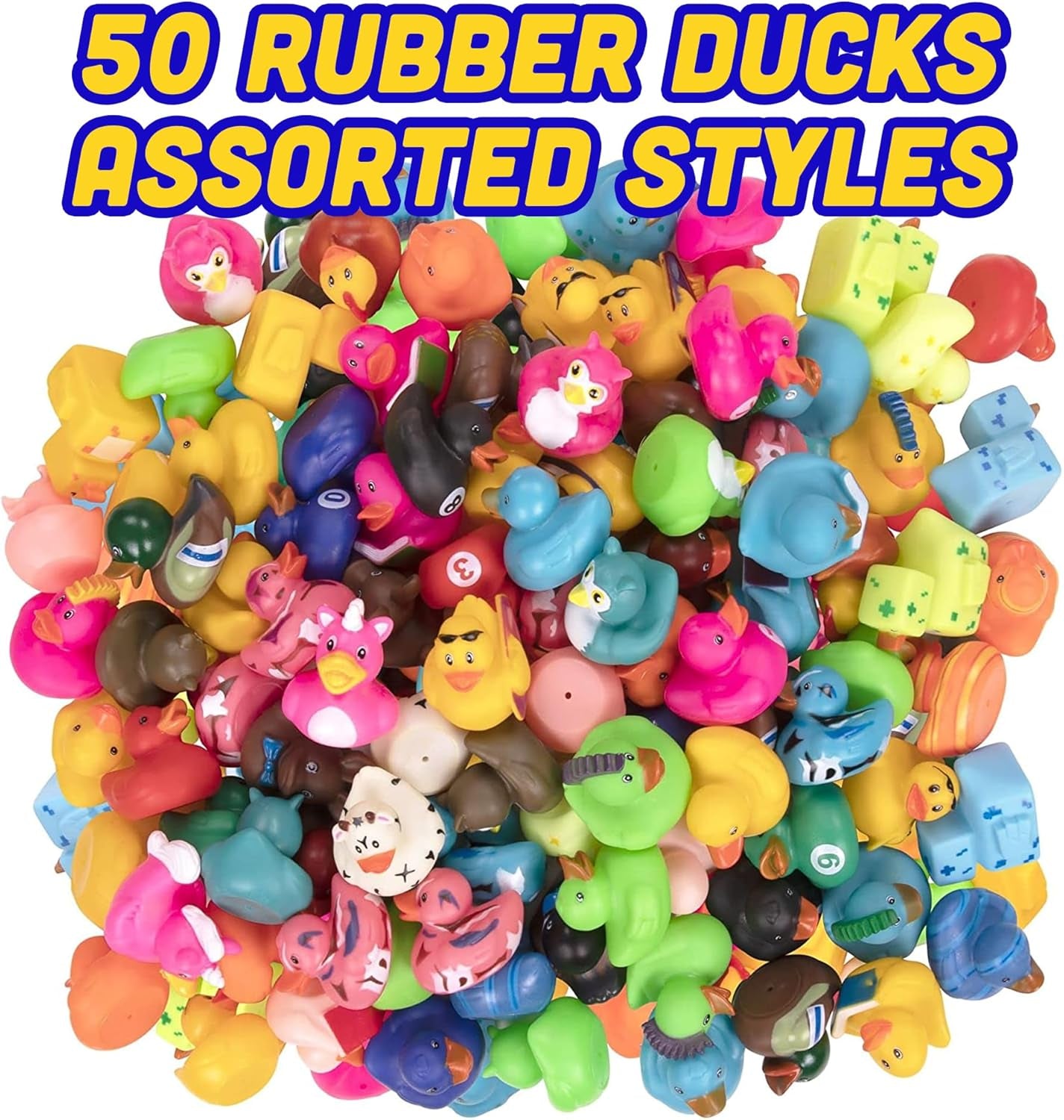 50 Pack Mini Rubber Ducks in Bulk for Kids & Baby Shower Decorations – Baby Bath Toys for Pool Parties, Classroom Rewards & Birthday Party Favors for Kids – Floating Halloween Ducks for Fun