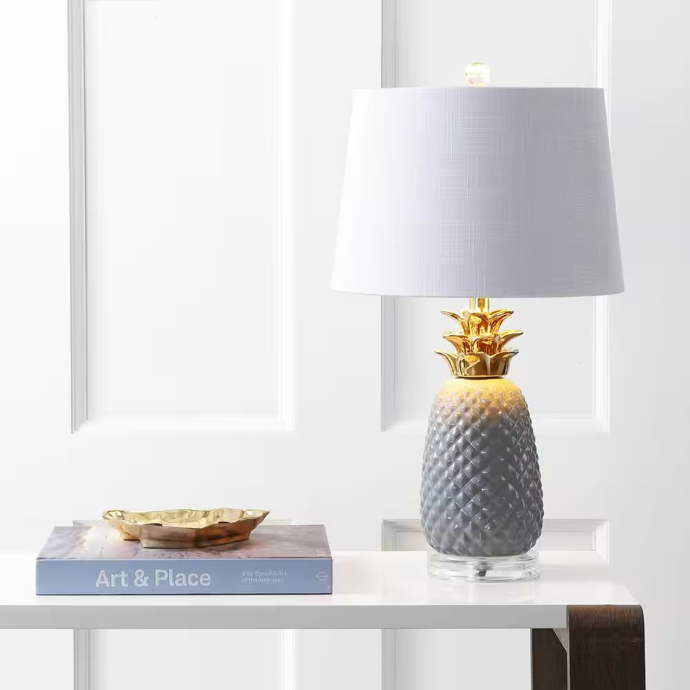 Pineapple 23 In. Gray/Gold Ceramic Table Lamp