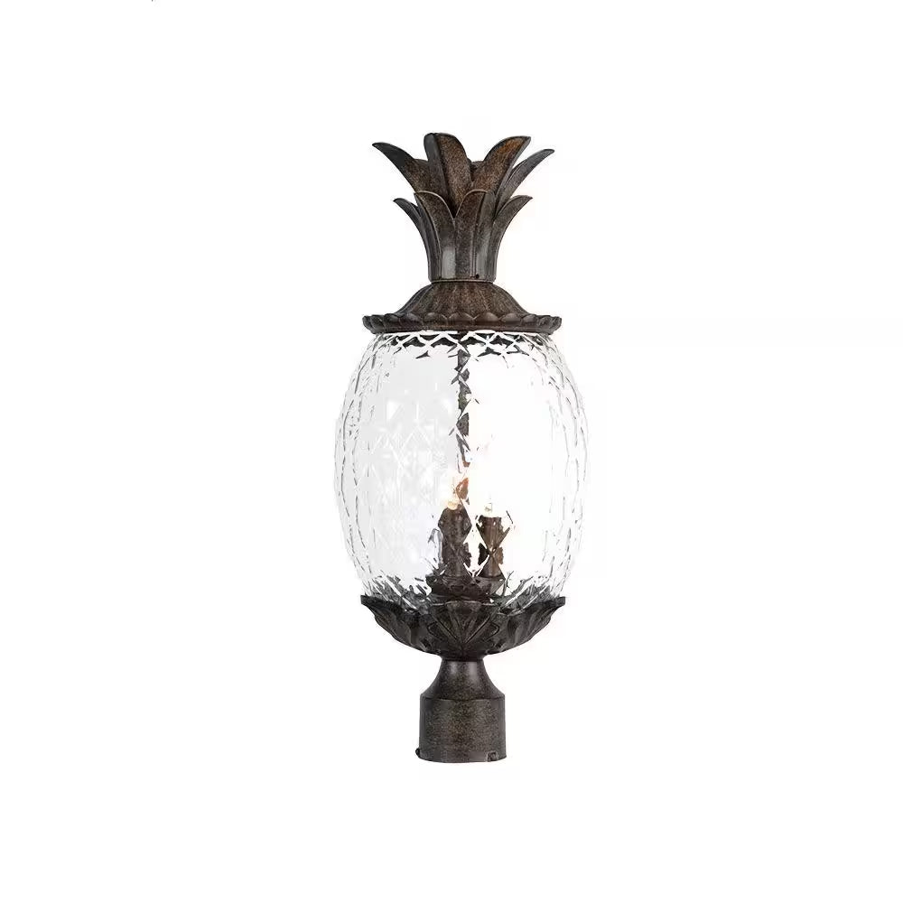 Lanai Collection Post-Mount 3-Light Outdoor Black Coral Light Fixture