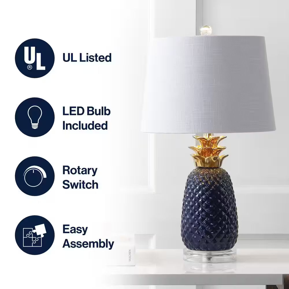 Pineapple 23 In. Navy/Gold Ceramic Table Lamp