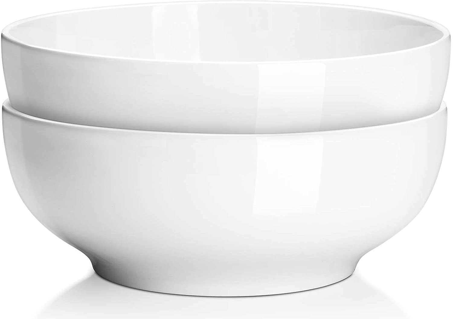 Serving Bowls, 9.5" Large Salad Bowls for Entertaining, Side Dishes, Pho, Pasta, Centerpiece Bowls for Dinner Parties, Kitchen Decor, Microwave & Dishwasher Safe, White
