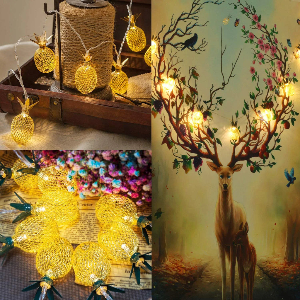 6.5 Ft 10 Leds Pineapple Fairy String Light - Decor Gifts Battery Operated (Warm White)