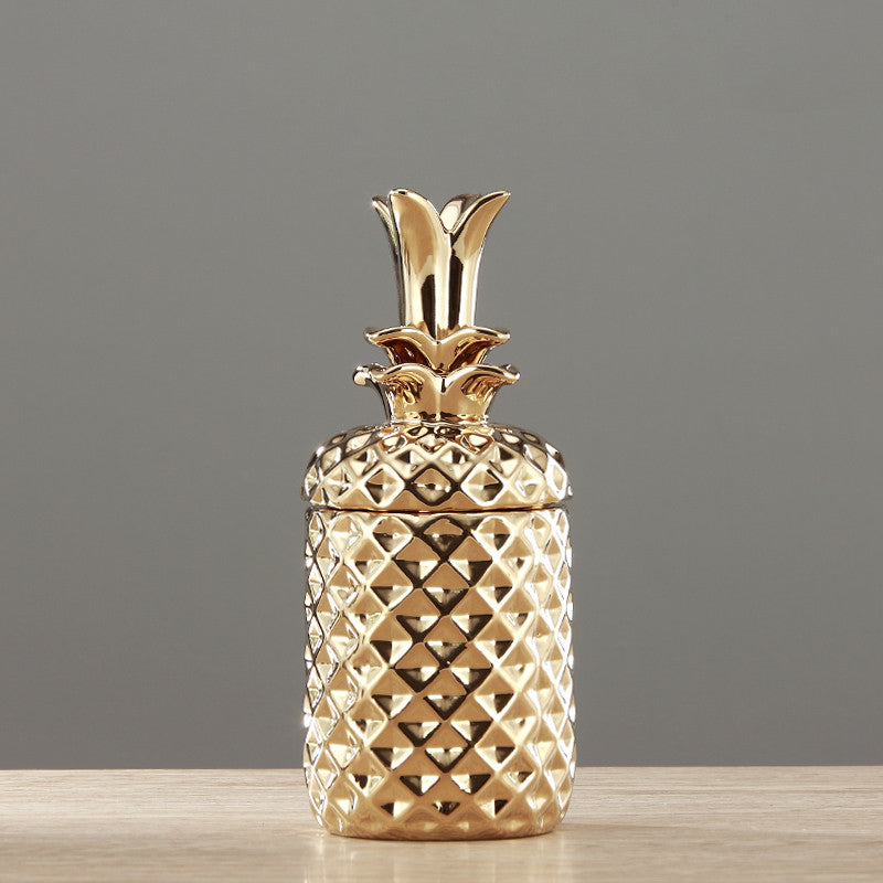 Golden Pineapple Storage Jar Ornaments Creative Jewelry Tray Crafts