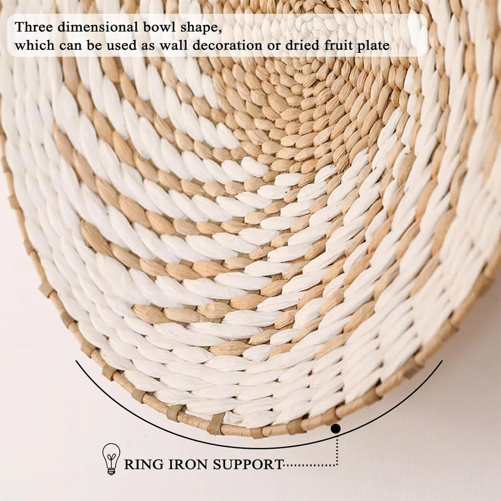 7 Pack Boho Wall Decor, Rattan Wicker Home Decor Boho Wall Art Set Handmade Hanging Rustic Flat Farmhouse Decor for Living Rooms Bedrooms Kitchen