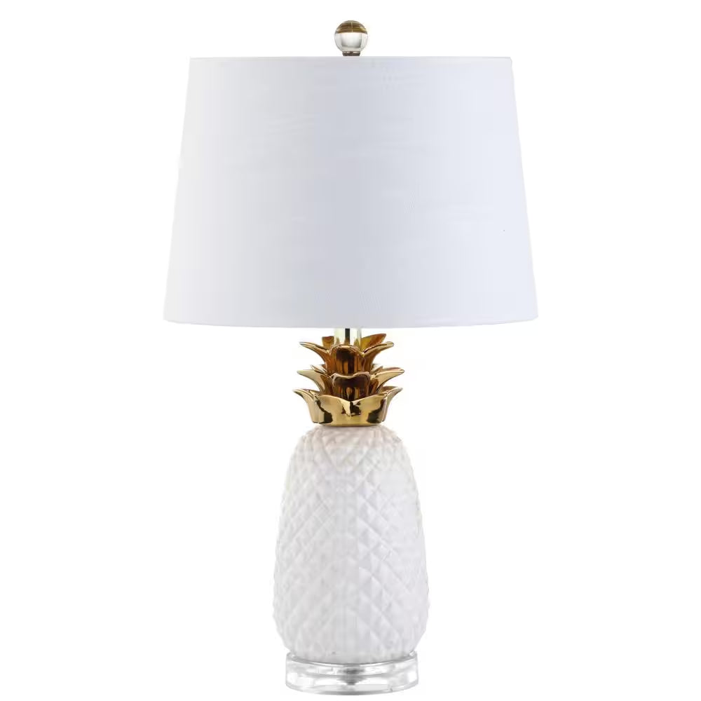 Pineapple 23 In. White/Gold Ceramic Table Lamp