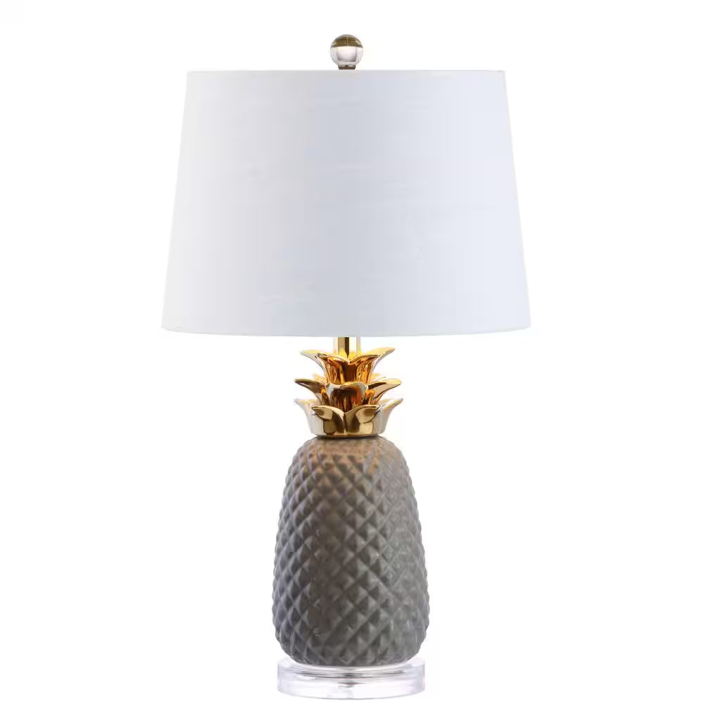 Pineapple 23 In. Gray/Gold Ceramic Table Lamp