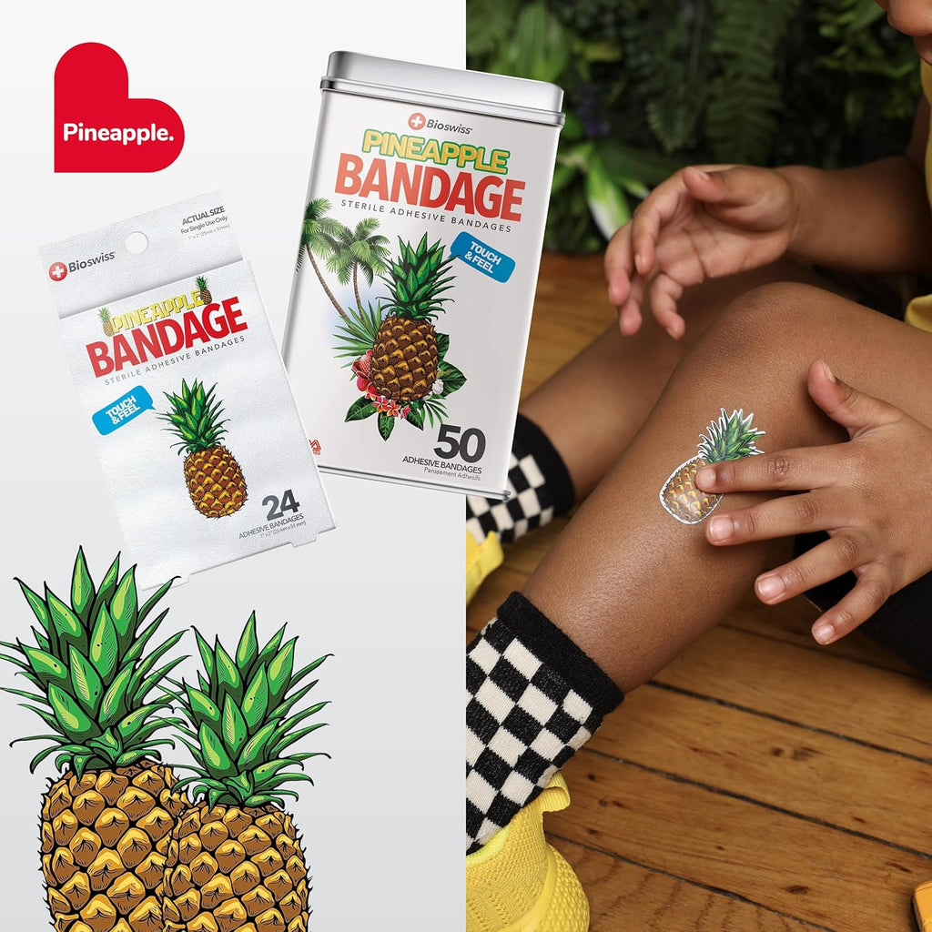 Bandages, Pineapple Shaped Self Adhesive Bandage Set, Latex Free, Sterile Wound Care, 24 Count