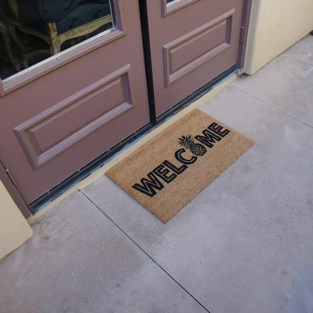 Welcome to the Luau 18 In. X 30 In. Natural Coir Pineapple Doormat