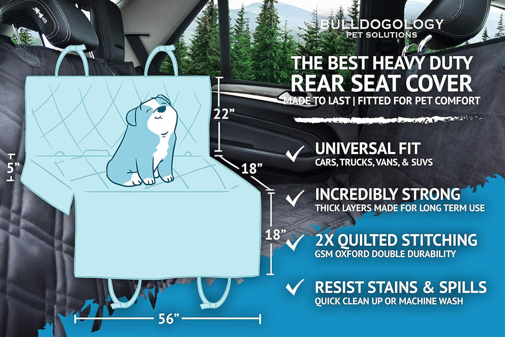 Dog Car Seat Cover for Back Seat 58"X56" Waterproof Pet Seat Cover SUV - Seat Cover for Dogs - Back Seat Protector - Dog Hammock for Car, Seat Cover for Truck (Large)